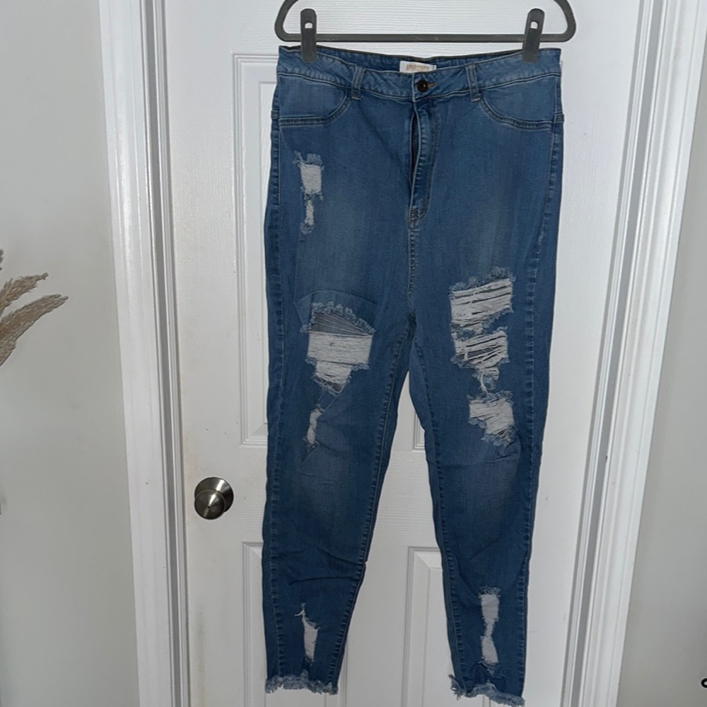 Distressed Blue Jeans
